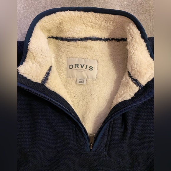 Orvis Fleece lined Sherpa quarter zip pullover. - Picture 3 of 3